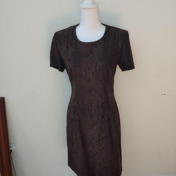 Studio C / 8 /Snakeskin Print Brown Dress - Picture 2 of 7